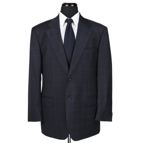 Isaia Other - Gianluca Isaia Napoli Wool Suit Blue Windowpane